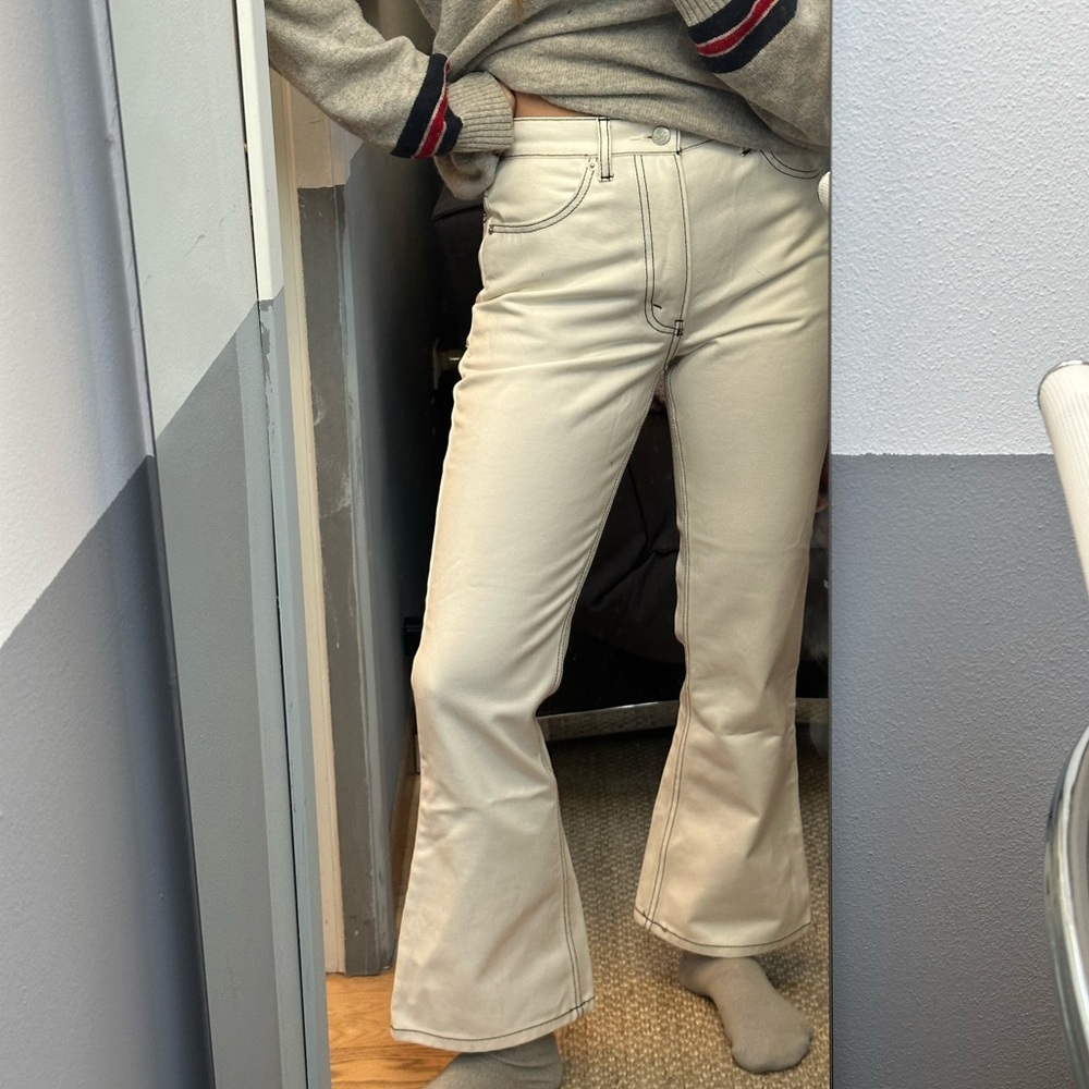 Chloe Sevigny X Opening Ceremony crop flared white jeans